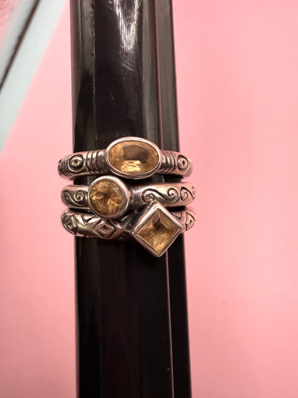 Brighton Sterling Silver Citrine Topaz 925 Stacking Ring Set Bundle Lot Signed